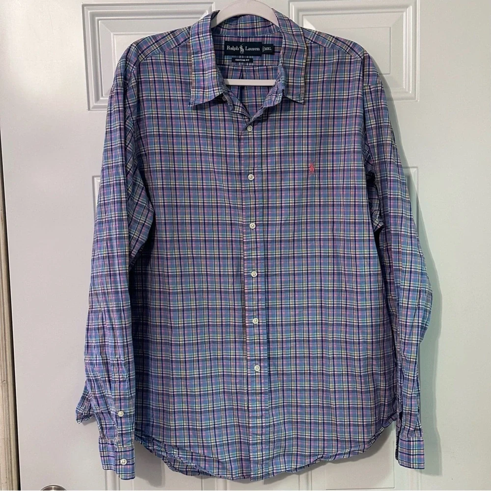 Polo Ralph Lauren Shirt Mens 2XL Long Sleeve Button Front Custom Fit